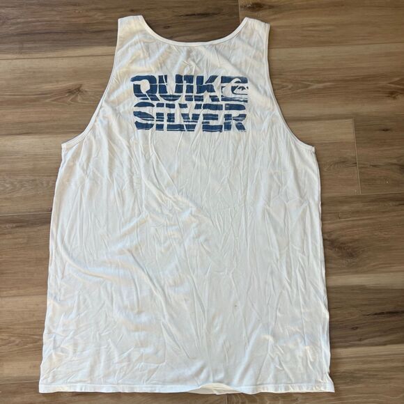 Mens 1990s Y2K Vintage White Sleeveless Grunge Quicksilver Tee Shirt T-shirt - Picture 5 of 7
